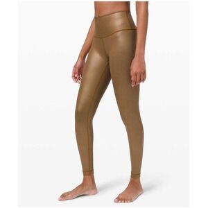 Lululemon Wunder Under High Rise Leggings Womens 10 Matte Copper Foil Luxtreme